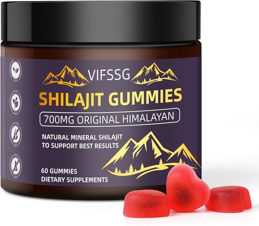 [BRSROAT3C4CGOELZ] Shilajit Gummies, Sugar-Free Gummies, 500 Mg Shilajit Pure Himalayan Organic, Shilajit Supplement, Shilajit Resin, Gold Grade Nature Shilajit with 4 in-1 Complex for Energy Support, 60 Gummies