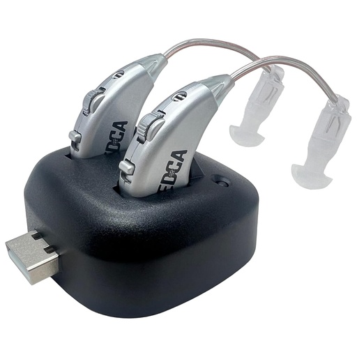 [BRSWGBAHAF6RME3O] Digital Hearing Amplifiers - Pair of Rechargeable BTE Personal Sound Amplifier with USB Dock - Premium Behind The Ear Sound Amplification - by MEDca