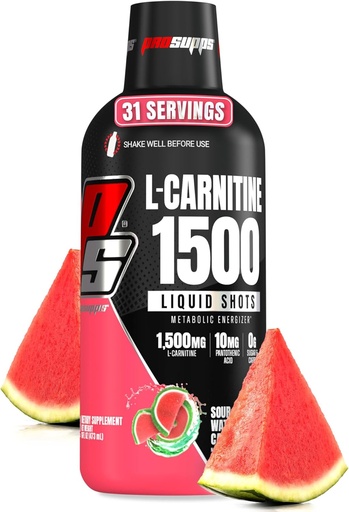[BRSWGHAHOEHRSELP] PROSUPPS L-カルニチン液体1500、男性と女性のための興奮剤フリー液体ショット - エネルギー、パフォーマンス、筋肉の回復のためのクリーンプレワークアウトドリンク - 砂糖なし、炭水化物なし - 31 サービング、スイカキャンディ