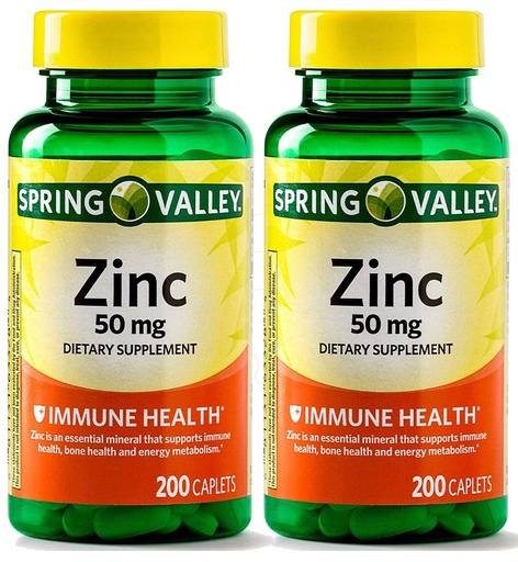 [BRSWYBIBCJ4BSDTJ] Spring Valley - Zinc 50 mg, 200 Ct 2 Pack Zinc supplement Spring Valley supplement is Suitable for Daily Intake.