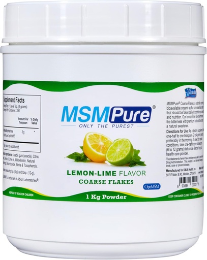 [BRSRABQNPIPGGGTA] KALA HEALTH MSMPure Lemon Lime Flavored Coarse MSM Powder Flakes – US-Made MSM for Joint Health, Skin Appearance, and Hair & Nail Support – 2.2 lb, Organic Sulfur