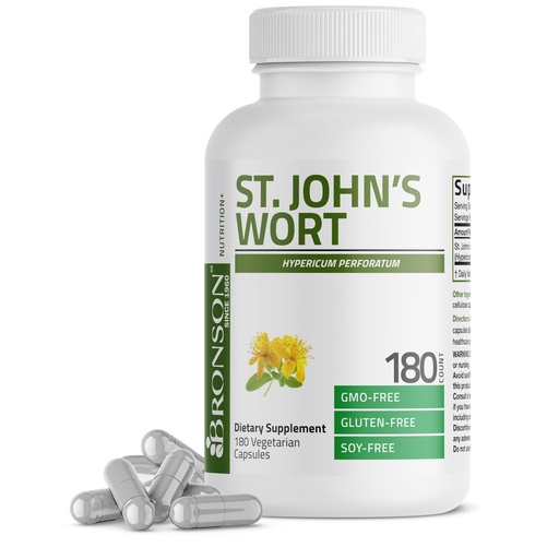 [BRSRMFARB55BQCDV] Bronson St. John's Wort 700 MG per Serving Hypericum Perforatum Supports a Positive Mood - Non-GMO, 180 Vegetarian Capsules