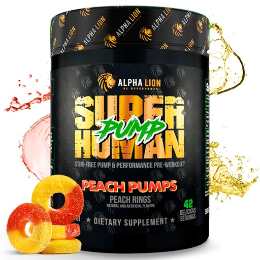 [BRSW2ZTQB57QE3Y6] ALPHA LION Superhuman Pump Pre Workout Powder, Nootropic Caffeine & Stim Free Preworkout Supplement, Nitric Oxide Booster, Muscle Gainer, Energy & Focus (42 Servings, Peach Pumps Flavor)