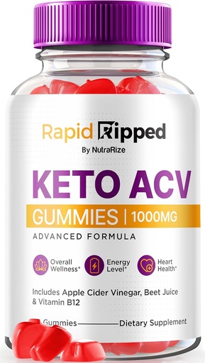 [BRSRA232BBYRAELX] NutraRize Rapid Ripped Keto ACV Gummies, Keto + ACV 1000 MG, All Natural Apple Cider Vinegar Gummy Pills, Maximum Strength Keto Vitamins Plus ACV, Reviews (60 Gummies)
