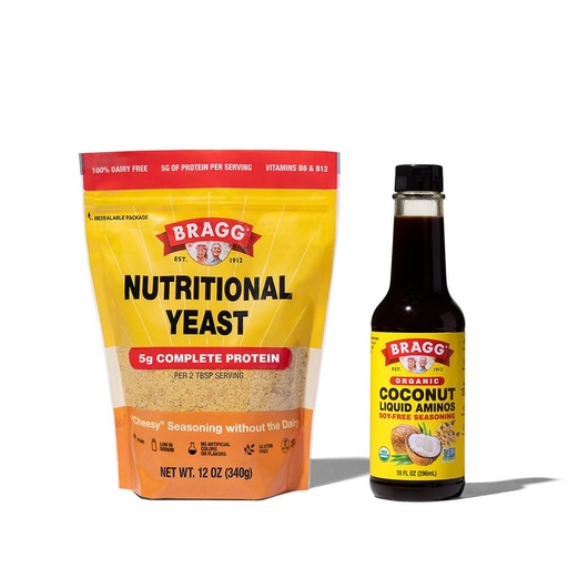 [BRSW2BT5AQMRSDLO] Bragg Premium 12 Ounce Nutritional Yeast Seasoning Pouch - Vegan, Gluten Free Cheese Flakes and Coconut Aminos, All Purpose Seasoning, 10 Oz, Single