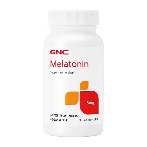 [BRSWI2T4DEDWC3LM] GNC Melatonin 5mg, Supports Restful Sleep, 60 Tablets