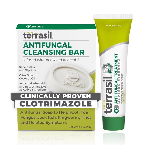 [BRSWEBIFBMJWAFLG] terrasil Antifungal Treatment Cream & Soap Kit with Clotrimazole for Athletes Foot, Jock Itch, Ringworm, Fungal Yeast Infections and More with Natural Ingredients (14gm Tube + 75g Soap bar)