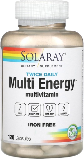 [BRSWIYTYO4GWMGQV] Solaray - Twice Daily (Iron Free), 120 capsules
