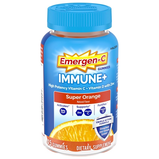 [BRSWGYYHCABW2ADB] Emergen-C Immune+ Triple Action Immune Support Gummies, BetaVia (R), 1000mg Vitamin C, B Vitamins, Vitamin D and Antioxidants, Super Orange - 45 Count