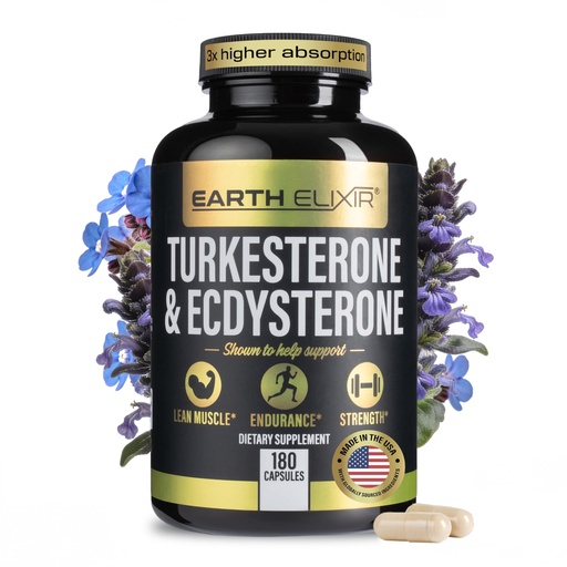 [BRSRM2TYOINRAHQU] Turkesterone & Ecdysterone – Natural Testosterone Support, 2-in-1 High Potency Turkesterone Supplement for Men & Women with 95% Beta Ecdysterone - Made in USA & 3rd Party Tested - 180 Capsules