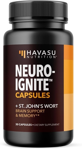 [BRSWKGD5OUNA4DD2] NeuroIGNITE Brain Supplements for Memory and Focus - 30 Count - Nootropics Brain Support Supplement with Bacopa, Ginkgo Biloba, St. John's Wort, Phosphatidylserine - Non-GMO Capsules, 1-Month Supply