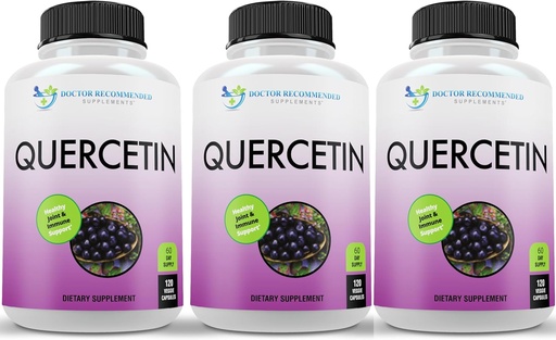 [BRSWYBAPCEIWACD4] DOCTEUR COMPLÉMENTS RECOMMANDÉS Quercetin 1000mg par portion - (Vegan, non-OGM) (120 Capsules de Veggie, boîte de 3)