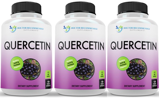 [BRSWYBAPCEIWACD4] DOCTOR RECOMMENDED SUPPLEMENTS Quercetin 1000mg Per Serving - (Vegan, Non-GMO) (120 Veggie Capsules, Pack of 3)