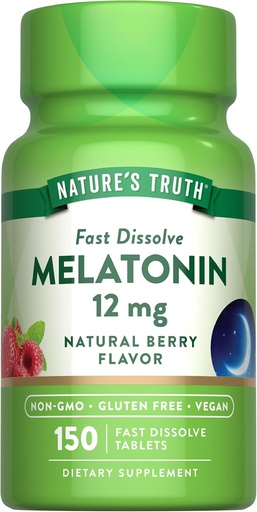[BRSROFALA55GCA3U] La verdad de la naturaleza Melatonin 12 mg  150 Tablets peru Quick Dissolve  Natural Berry Flavor ← Vegan, Non-GMO &amp; Gluten Free Supplement for Adults