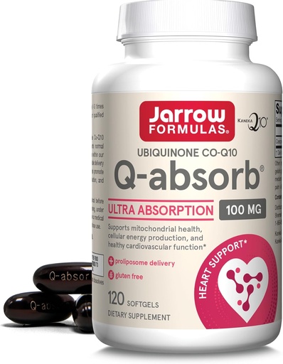 [BRSWIBQNAUCBSDLY] Jarrow Formulas Q-Absorb Ubiquinone Co-Q10 100 mg, Dietary Supplement, Antioxidant Support for Mitochondrial Health, Cellular Energy Production and Cardiovascular Health, 120 Softgels, 120 Day Supply
