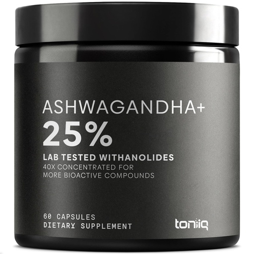 [BRSROCQZCR5QO3DB] Toniiq Ashwagandha - Ultra High Potency 40:1 Extract with 25% Withanolides - Wild Harvested in India - Highly Concentrated & Third-Party Lab Tested - 60 Capsules