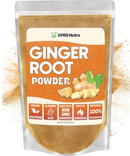 [BRSW2FQ3CIJRAF3K] XPRS Nutra Ginger Powder - Premium Ground Ginger Root Powder with Potent Spicy Flavor - Ground Ginger Powder - Vegan Friendly Sustainably Grown Powdered Ginger (16 Ounce)