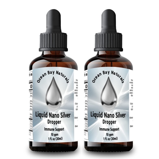 [BRSW2GAZBMGWMYDD] Liquid Nano Silver | More Absorbable Than Colloidal Silver | 10ppm | Twin Pack | 1oz Dropper