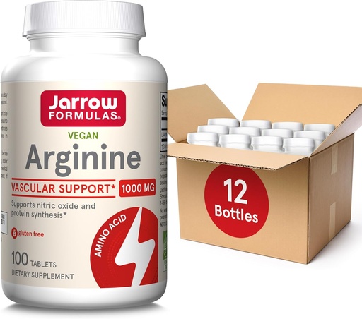 [BRSRMAI3PMMGAEL6] Jarrow Formulas Arginine 1000 mg, Dietary Supplement, Supports Nitric Oxide Production, Supports Protein Synthesis, 100 Tablets, Up to 100 Day Supply(Pack of 12)