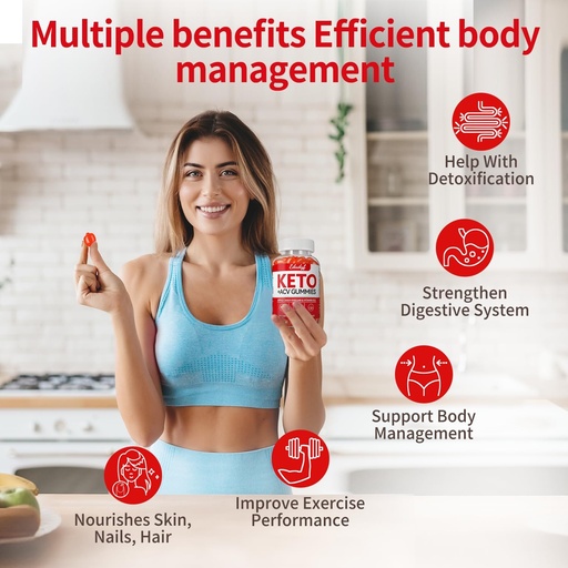 [BRSRAHT2O4PWKCIZ] Keto ACV Gummie, Gluten & Sugar Free Apfel Apfel Apfelessig Beilage für Herren & Frauen - 180 Gummie (1500 mg-3 Pack)
