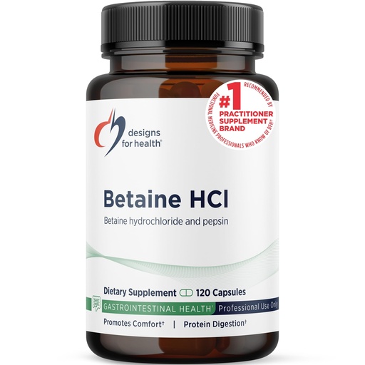 [BRSWIYQFCUBQKE3I] Designs for Health Betaine HCl with Pepsin - 750mg Betaine Hydrochloride + Protein Digestive Enzyme - Non-GMO Supplement to Support Digestive Function (120 Capsules)