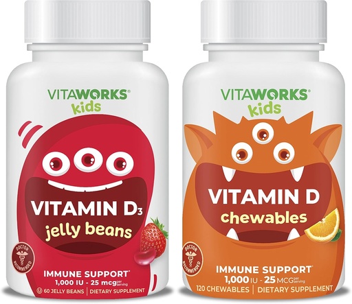 [BRSROEL6OAMBMC3V] Niños Vitamina D3 1000 U U U de judías de gelatina + Vitamina D3 1000 UU Chewables Bundle