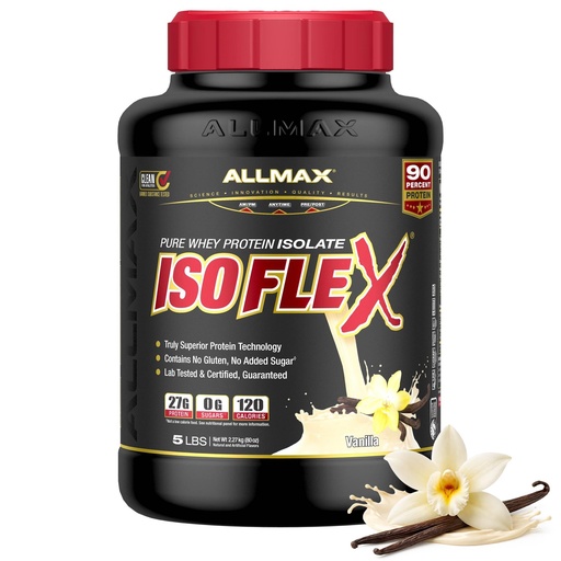 [BRSWIGT5AQPGCF36] ALLMAX ISOFLEX Pure Whey Isolate Protein Powder - Gluten Free, Low Lactose, Sugar-Free - High-Protein, Clean, Keto-Friendly for Pre Post Workout Supplement for Women and Men | Vanilla, 5lb