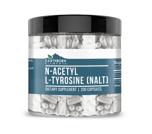 [BRSRMEI3DEIQYCD4] Earthborn Elements N-Acetyl L-Tyrosine (NALT) 200 Capsules, Pure & Undiluted, No Additives