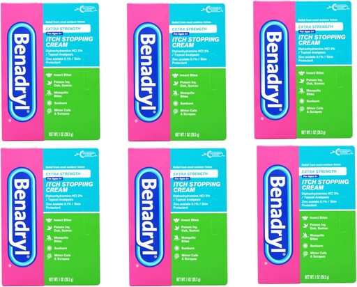 [BRSWKGYIBJ6AC2IV] Benadryl Itch Stopping Cream Extra Strength 1 oz (Pack of 6)