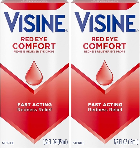 [BRSRAY35DMIA4234] Visine Red Eye Comfort Redness Relief Eye Drops to Help Relieve Red Eyes Due to Minor Eye Irritations Fast, Tetrahydrozoline HCl, 0.5 fl. oz (Pack of 2)