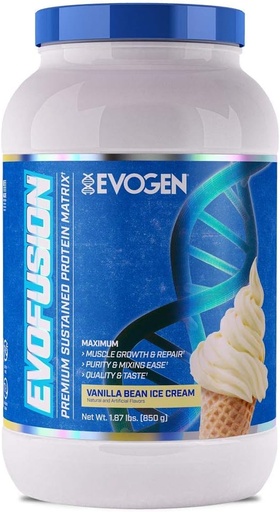 [BRSWY2YKOAJWYCLU] Evogen Evofusion - Sustained Protein Powder | Supports Muscle Growth & Repair | Whey Protein, Micellar Casein, MCT Oil | Vanilla Bean Ice Cream | 25 Servings