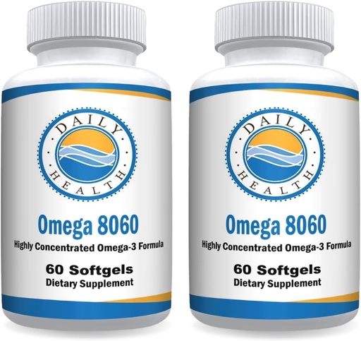[BRSRAHYRCN5AYCQ7] Omega 8060 2400mg Omega 3 Fish Oil Joint Health Supplement 60 softgel - 2 Month Supply - 2pk