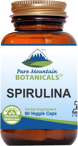 [BRSWIBYZPMABC2LM] Puhdas Mountain kasvitieteet Spirulina kapselit - 90 Kosher Vegan Caps - Nyt 450 mg Organic Spirulina Powder - luonnon Superfood täydennysosa