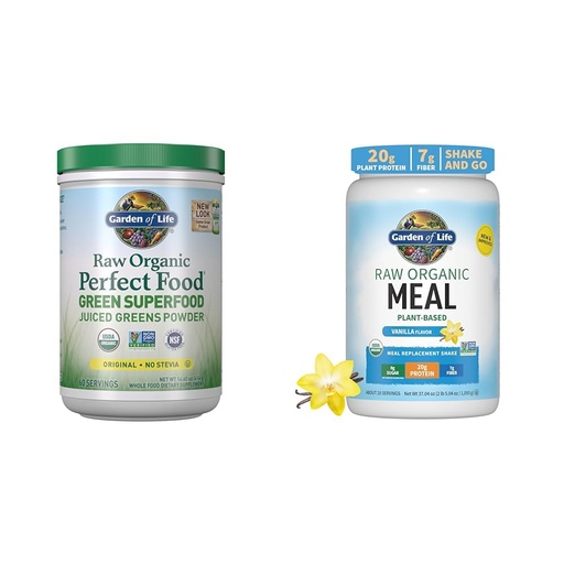 [BRSROBQEBMCBYCTG] Garden of Life Super Greens Powder Smoothie & Mix, Probiotics & Digestive Enzymes for Digestive Health & Vegan Protein Powder - Raw Organic Meal Replacement Shakes - Vanilla - Pea Protein
