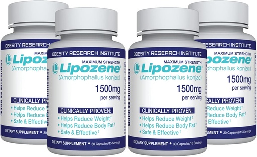 [BRSWIGYMDJ7BQG3G] Lipozene Diet Pills - Suplemento de pérdida de peso - 4 Botellas de 30 cápsulas Cada, un total de 120 cápsulas!