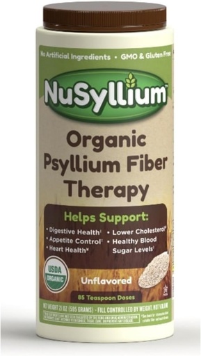 [BRSWKHD4BENR4CA4] NuSyllium Psyllium Husk Powder USDA Organic, 21 Oz, Kostfibre tillæg med Brown Sugar, Hjælper fremme fordøjelsessygdomme * Unflavored, 85 Servere