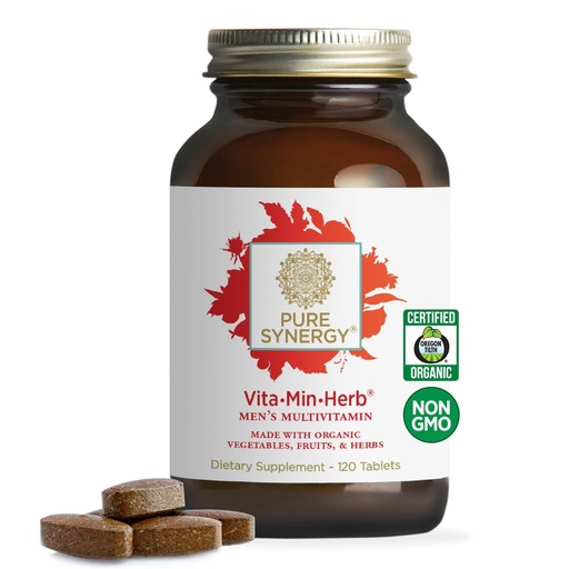 [BRSWIBACCMCBWDLC] PURE SYNERGY Vita·Min·Herb for Men | Men’s Comprehensive Multivitamin Supplement | Made with Organic Whole Food Non-GMO Ingredients | Daily Energy & Immune Support (120 Tablets)