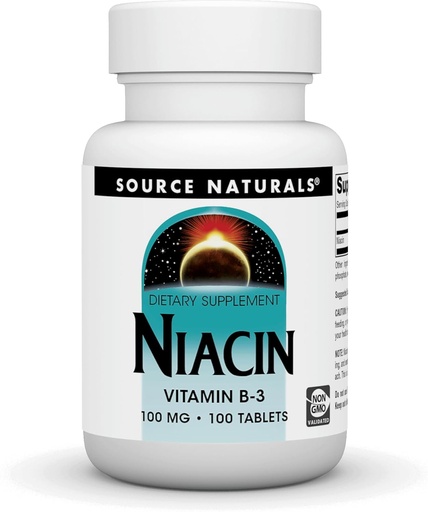[BRSWIZY4PJ5RMFTI] Source Naturals Niacin 100 mg Vitamin B-3, Non-GMO - 100 Tablets