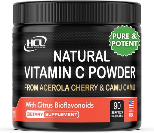 [BRSROFT3DMPW23IU] Vitamina naturala C de la Acerola Cherry & Camu Camu Powder - Absorbtie ridicata cu Citrus Bioflavonoids - Immune System & Colagen Booster - Anti Aging Skin Vitamins Made in USA 90 portii