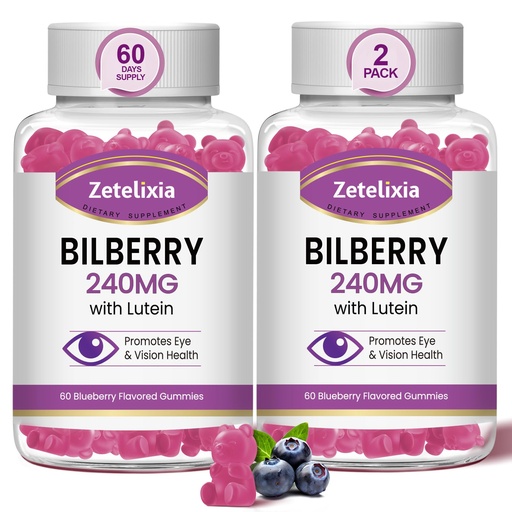 [BRSRAYD7AAHAY3I6] 2 Pack Lutein Gummmies Eye Health Supplement for Adults, Lutein & Zeaxanthin Supplements Eye Vitamins Gummies, Bilberry with Lutein for Promoting Eye & Vision - 120 Gummies