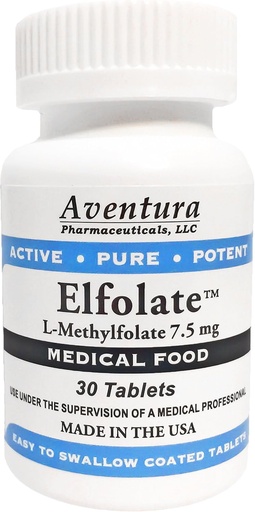 [BRSWGFALOIOWYAA7] ELFOLATE® 7. 5 mg L- metilfolat metilfolat Medical Food Supplement Professional Jakost Active Pure Potent 30 tablet
