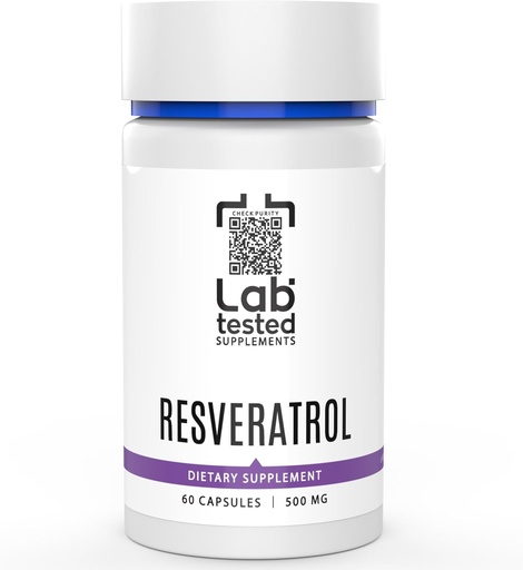 [BRSROEI2BYNWEYI6] Trans-Resveratrol - 60 500mg Capsules - 3rd Party COA Provided with Every Lot# - Pure Resveratrol - No Fillers