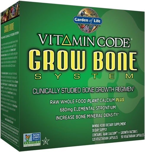 [BRSWIBI2OEMGAALY] Garden of Life Calcium Supplement - Vitamin Code Grow Bone Made with Whole Foods, Strontium, Magnesium, K2 MK7, Vitamin D3 & C Plus Probiotics for Gut Health, 30 Day Supply