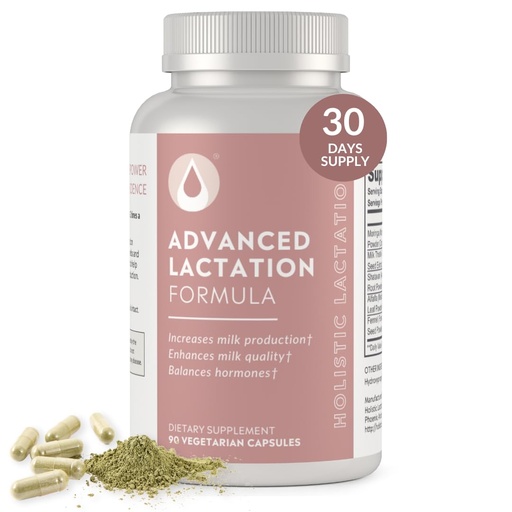 [BRSWYBQPOQHGEFDG] Holistic Lactation® Advanced Lactation Formula (30 Servings), Supplement to Support Milk Supply, Contains Organic Moringa and Milk Thistle Extract, Fenugreek-Free