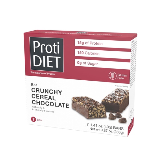 [BRSWYYADOIBWAGYV] ProtiDIET Gluten Free Crunchy Cereal Chocolate Fiber Protein Bars - High Protein Snacks, Perfect On-the-Go Nutrition Snacks to Support a Busy and Active Lifestyle - 7 Protein Bars Per Box