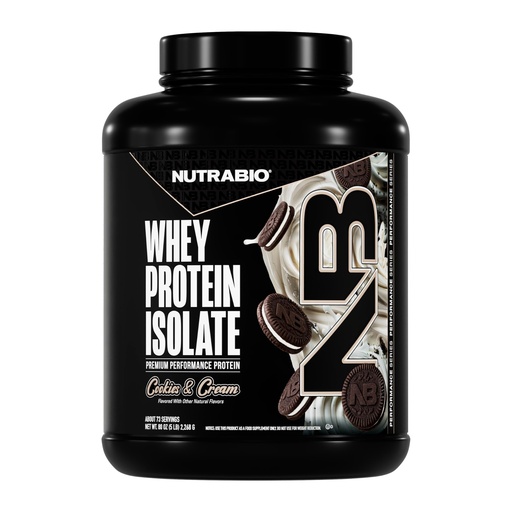 [BRSWGZY7CUAREAI6] NutraBio 100% Whey Protein Isolate Protein Powder, 25g Protein with Complete Amino Acid Profile, Soy and Gluten Free, Low Carb and Low Calorie Whey Protein Powder, Cookies & Cream, 5 Lbs.