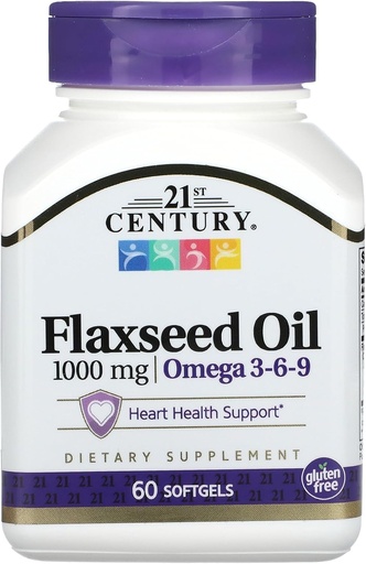 [BRSWIYQZCAPA433I] 21st Century Flaxseed Oil 1000 mg Softgels, 60 Count (22407)