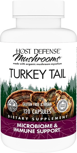[BRSWIZ32A4NWKHDA] Host Defense Turkey Tail Capsules - Digestive Health & Immune Response Support Supplement - Mushroom Supplement for Gastrointestinal & Gut Microbiome Support - 120 Capsules (60 Servings)*