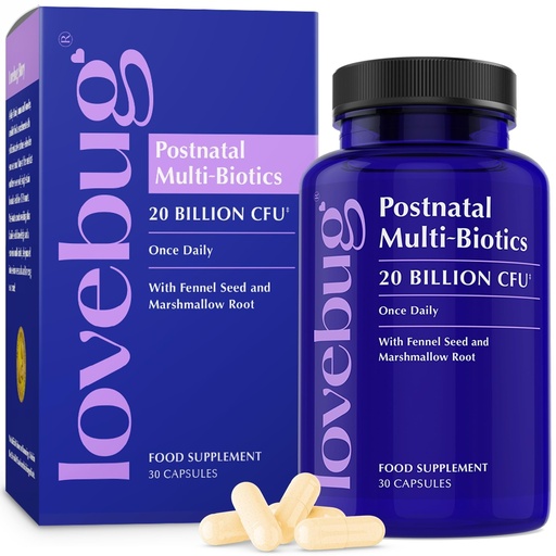 [BRSWGYD4CVYAAGQ4] LOVEBUG Postnatal | Clinically Studied Ingredients for Breast Milk Production & Acid Reflux | Mental & Emotional Support | Glucose Support | Multi Strain 20 Billion CFU | 30 Capsules