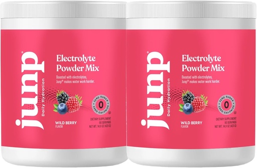 [BRSRAFQ7OEBWMETP] JUNP Electrolytes Powder No Sugar No Carbohidratos – Wild Berry Fruit Flavor Drink Mix - Potassium & Salt Electrolyte Hydration Powder Zero Calorie Sugar Free Electrolyte Powder, Keto Friendly, 180 Servizos